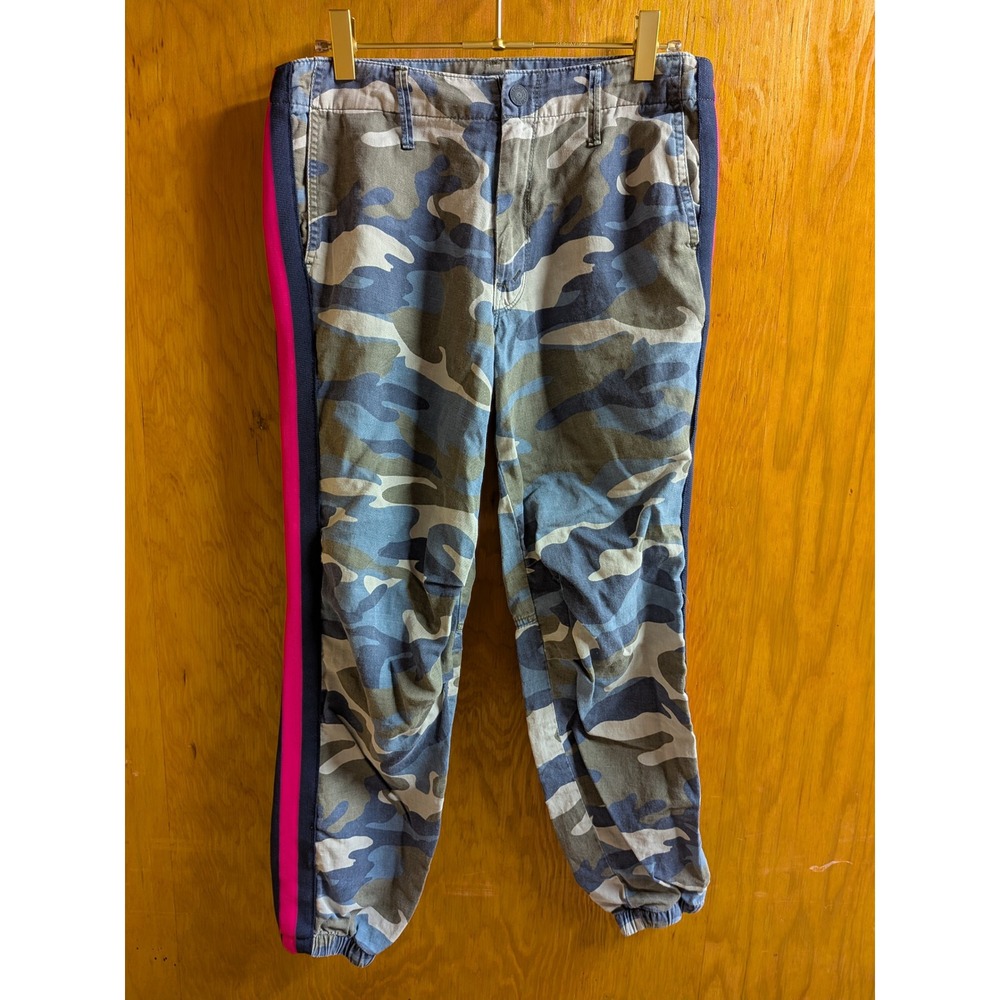 Mother The Shaker Prep Camo Jogger Pants Neon Pink Stripe Blue Green Camouflage